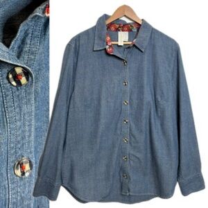 Paint by Numbers by Matilda Jane Denim Long Sleeve Button Down Shirt Size XL